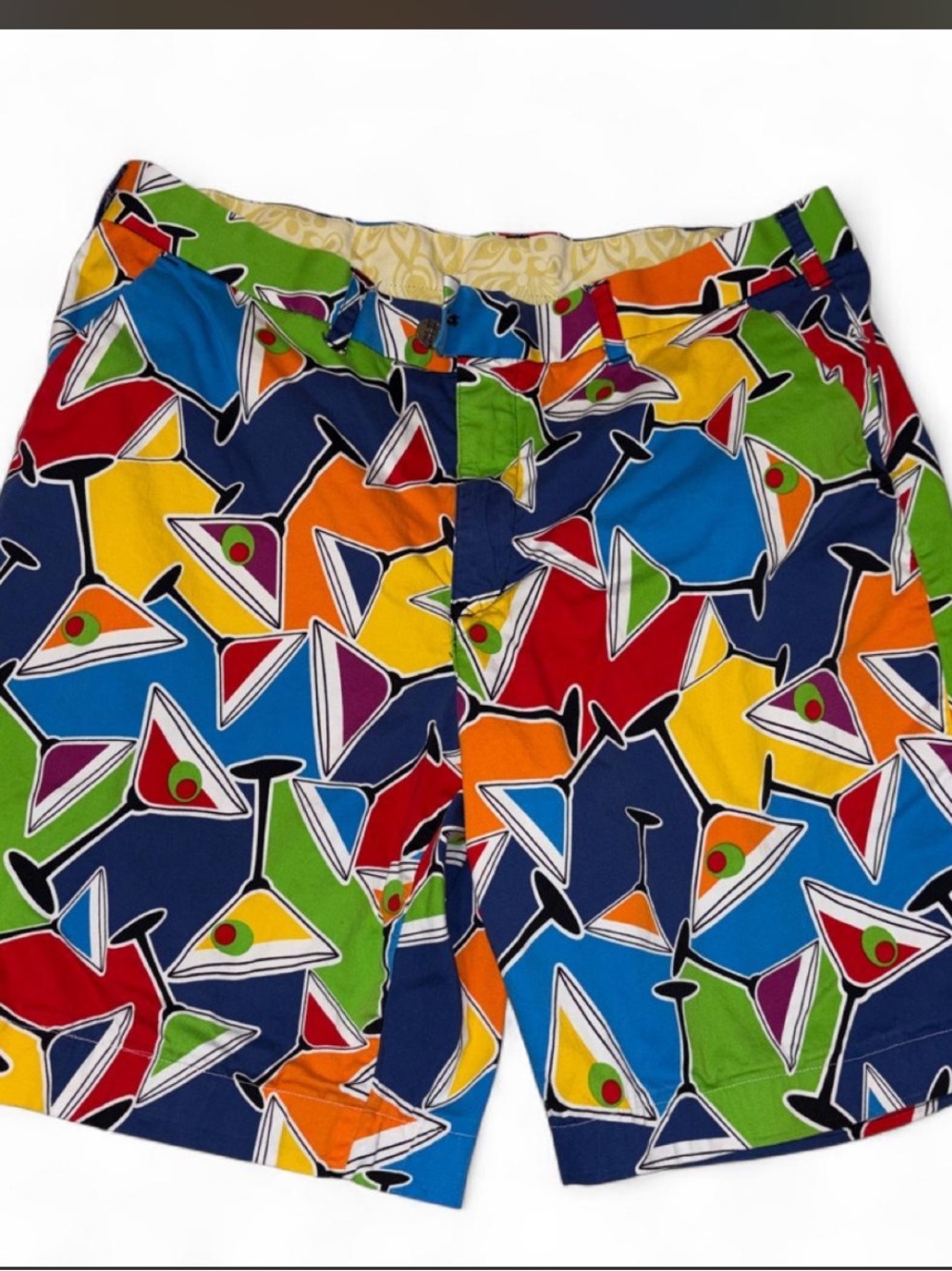 Men's Loudmouth Multicolor Martini-Print Flat Front Golf Shorts